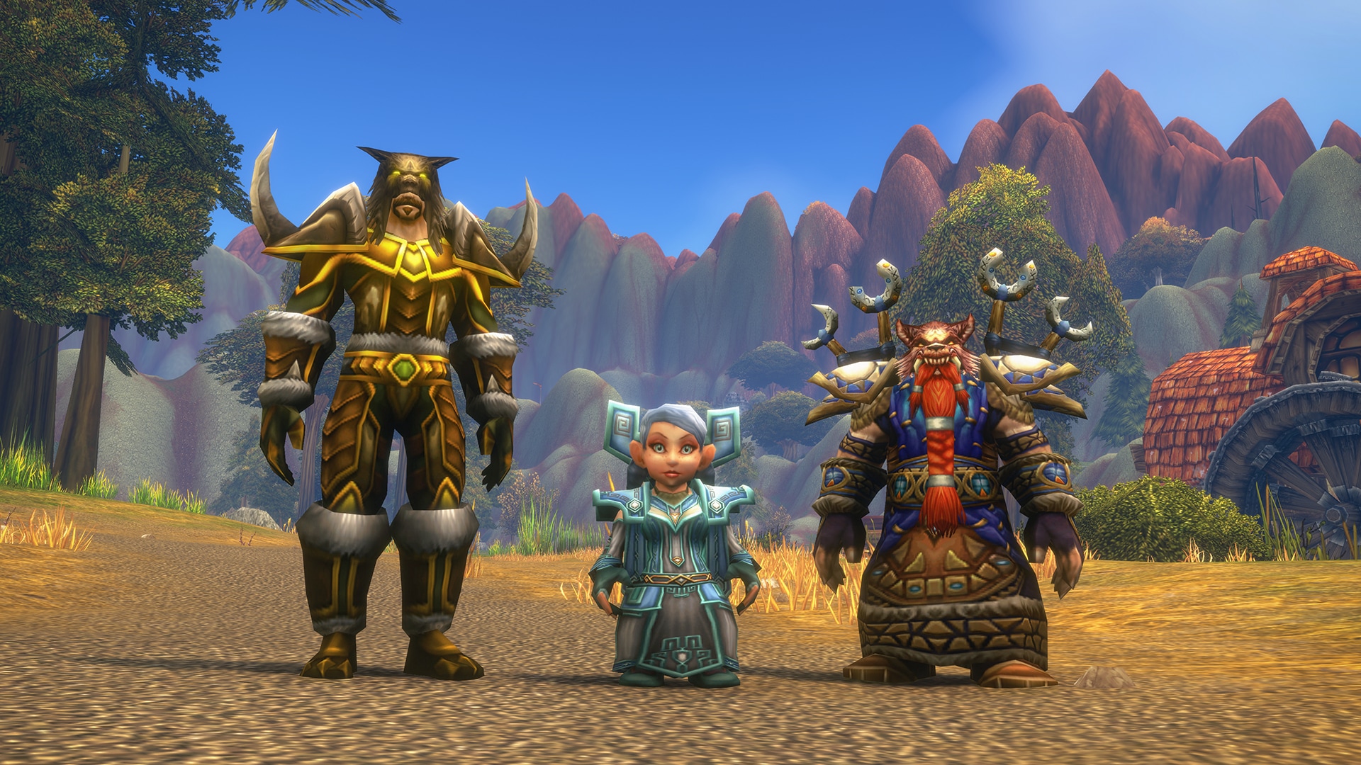 Human Hunter, Gnome Priest and Dwarf Shaman shown in game