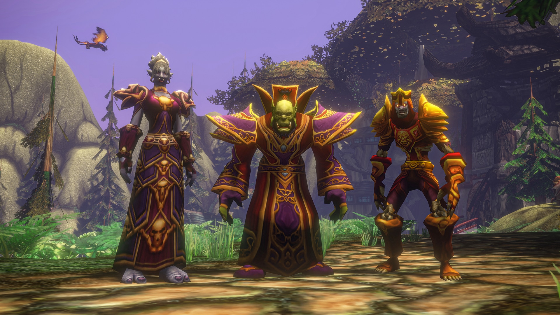 Undead Paladin, Orc Mage and Troll Warlock shown in game