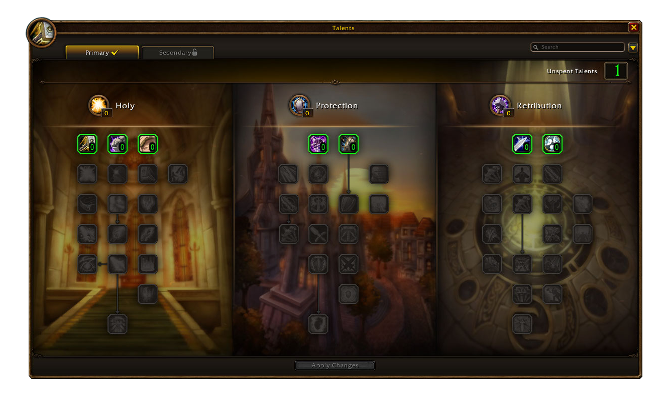 Official Legacy System interface showing its progression trees