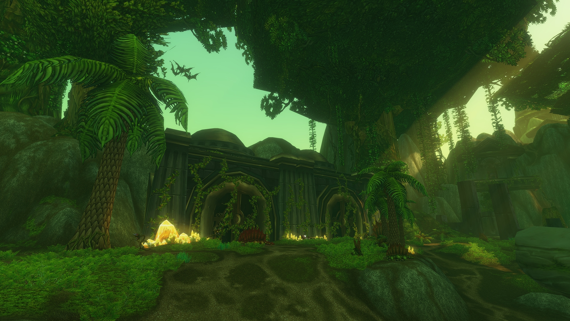 Official in-game screenshot of green-lit ruins in the Ruins of Lordaeron