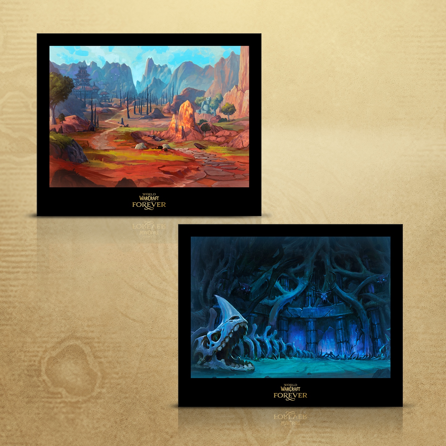 Official comparison frames for visual presentation options in WoW Forever